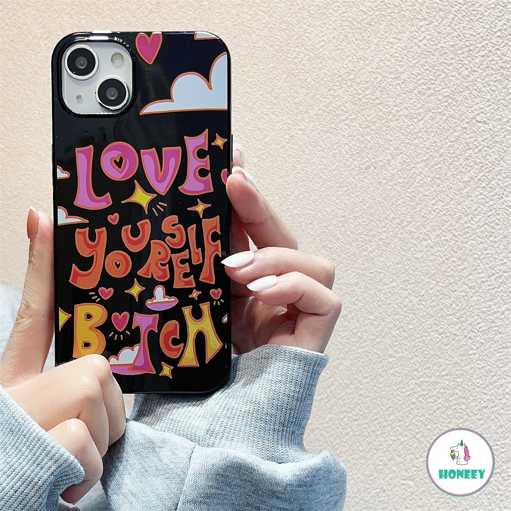 IPHONE Casing Ponsel Huruf Graffiti Mewah Kompatibel Untuk Iphone14 13 12 11 Pro Max Ultra Hybrid Halus Anti Pecah TPU Back Cover