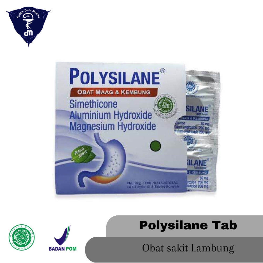 POLYSILANE 8 TABLET KUNYAH - OBAT MAAG DEWASA/ASAM LAMBUNG/PERUT KEMBUNG