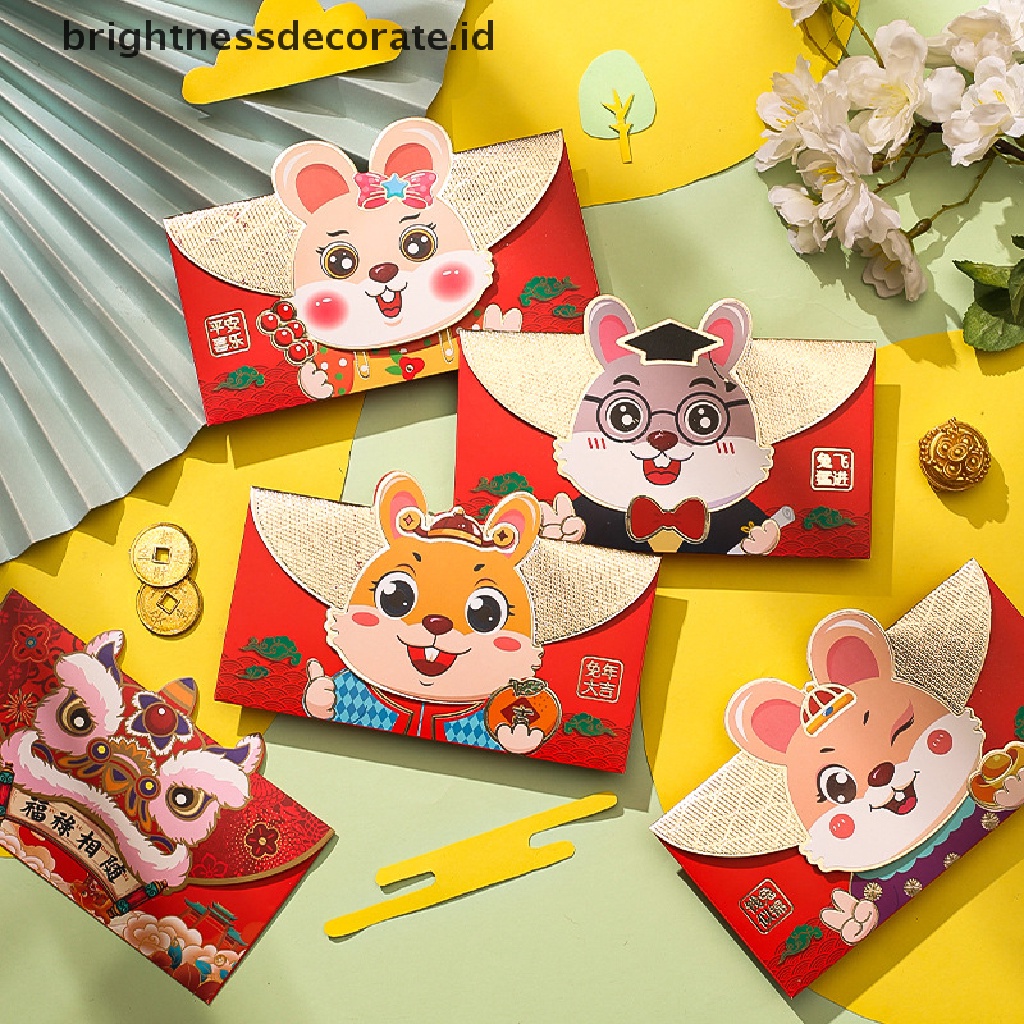 [Birth] 4pcs Amplop Merah Imlek Amplop Saku Merah Chinese Red Packet Hong Bao Amplop Uang Keberuntungan [ID]