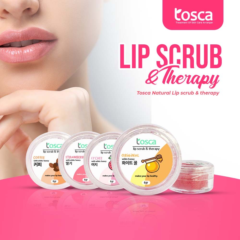 LIP SCRUB &amp; THERAPY FOODGRADE TOSCA MELEMBABKAN DAN MENCERAHKAN BIBIR