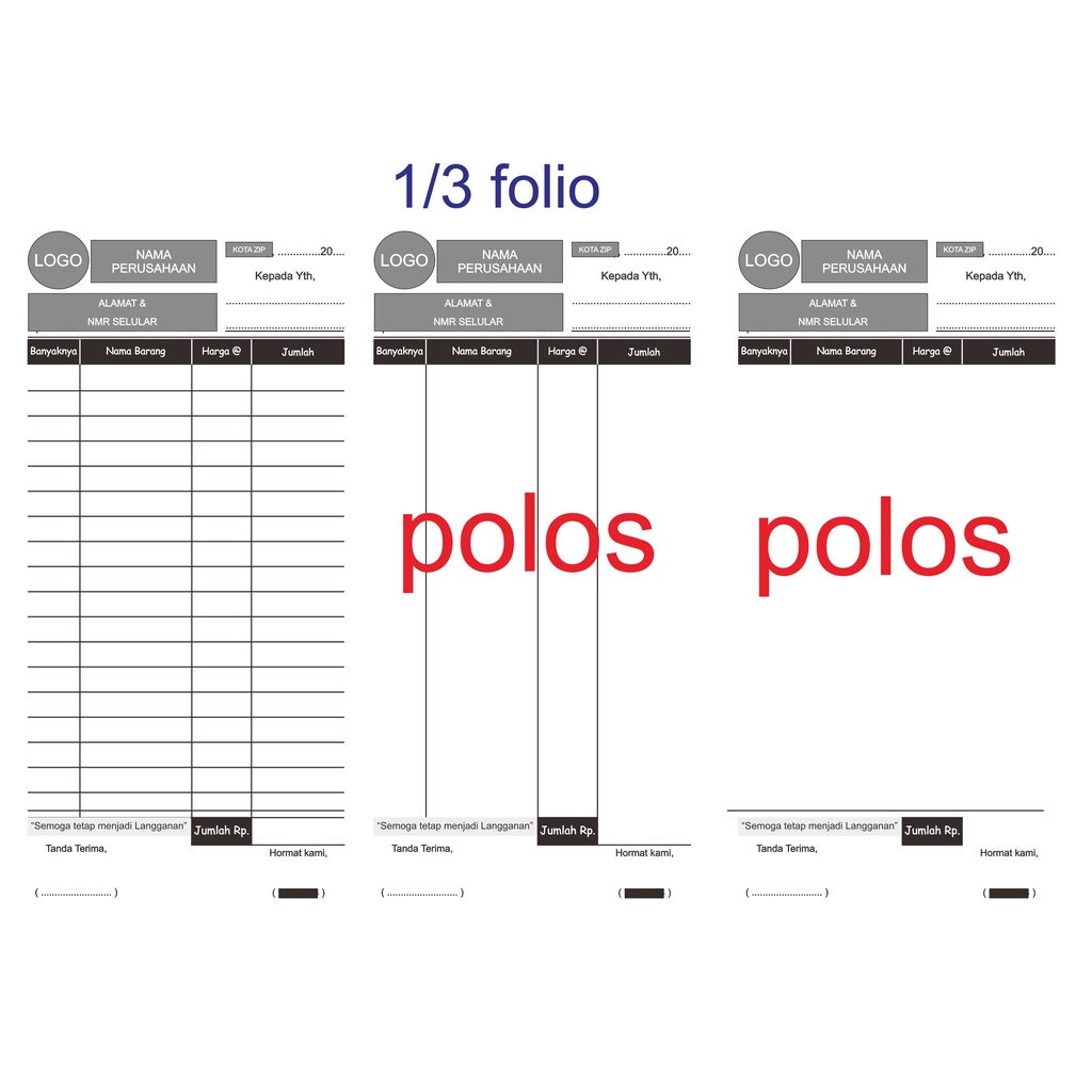 

Nota 1/3folio., Nota Toko, Nota Kustom, Nota Dengan Nama Perusahaan Sendiri Free Design Logo Merk