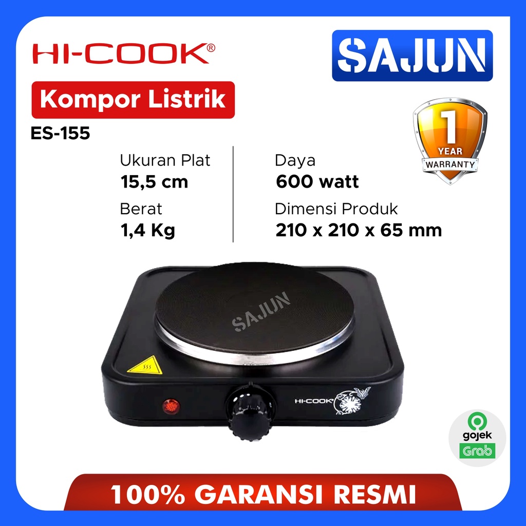 Hi-Cook Kompor Listrik ES-155 Electric Stove ES155 600 Watt