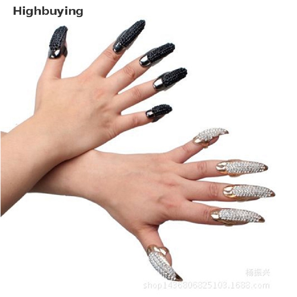 Hbid Kostum Halloween Cakar Cincin Kuku Palsu Gothic Punk Berlian Imitasi Nail Rings Glory