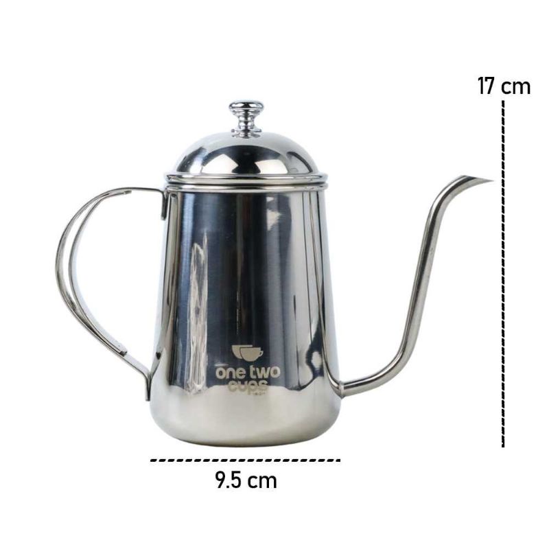 One Two Cups Coffee Maker Pot Drip Kettle Teko Kopi - HS4011 Silver 650ml