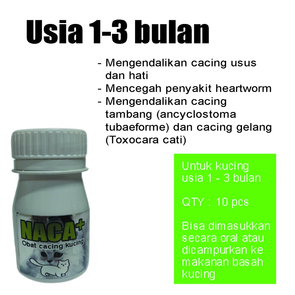 NACA PLUS OBAT CACING KUCING untuk baby kitten dan dewasa