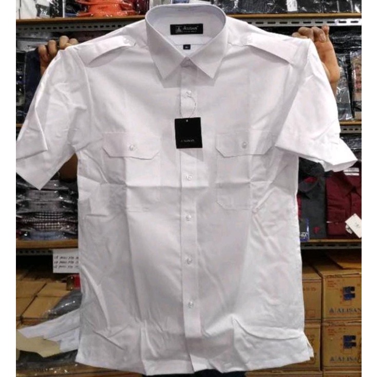 Kemeja Pilot Pria Pendek / Baju Kantor Pria / Baju PNS / Baju Kerja Dua saku