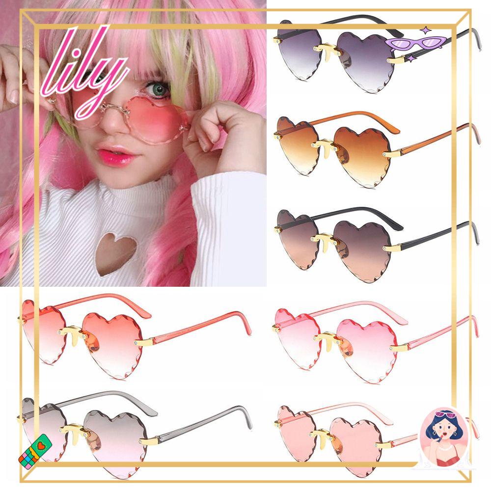 Lily Heart Sunglasses Cosplay Rimless Eyewear Love Heart Sunglasses