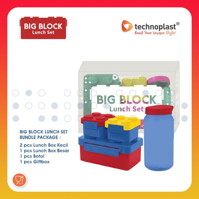 TECHNOPLAST Big Block Lunch Set / Tempat Makan Anak