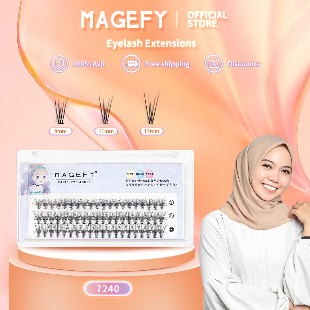 MAGEFY Ekstensi Bulu Mata 9-13 MM C Level Curl Volume Campuran Sintetis Panjang Bulu Mata Palsu Set 7240