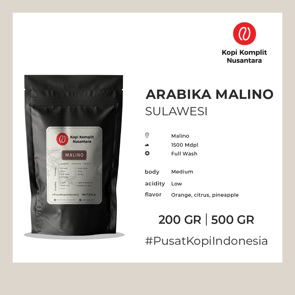 

Arabika Malino Medium Roasting - Kopi Biji dan Bubuk