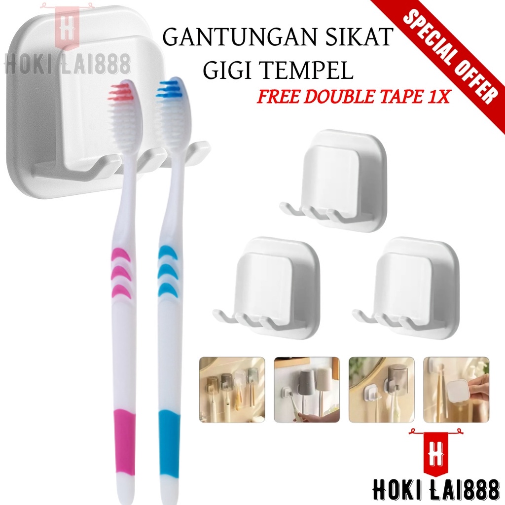 [HKL] CANTOLAN SIKAT GIGI TEMPEL FREE DOUBLE TAPE / GANTUNGAN SIKAT GIGI DAN GELAS MODEL TEMPEL