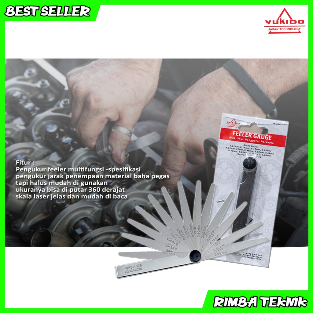 Kunci L Setel Klep T40 + Feeler Gauge 13 pcs / Fuller Kunci Stel Klep Motor Pengukur Celah Klep Mobil