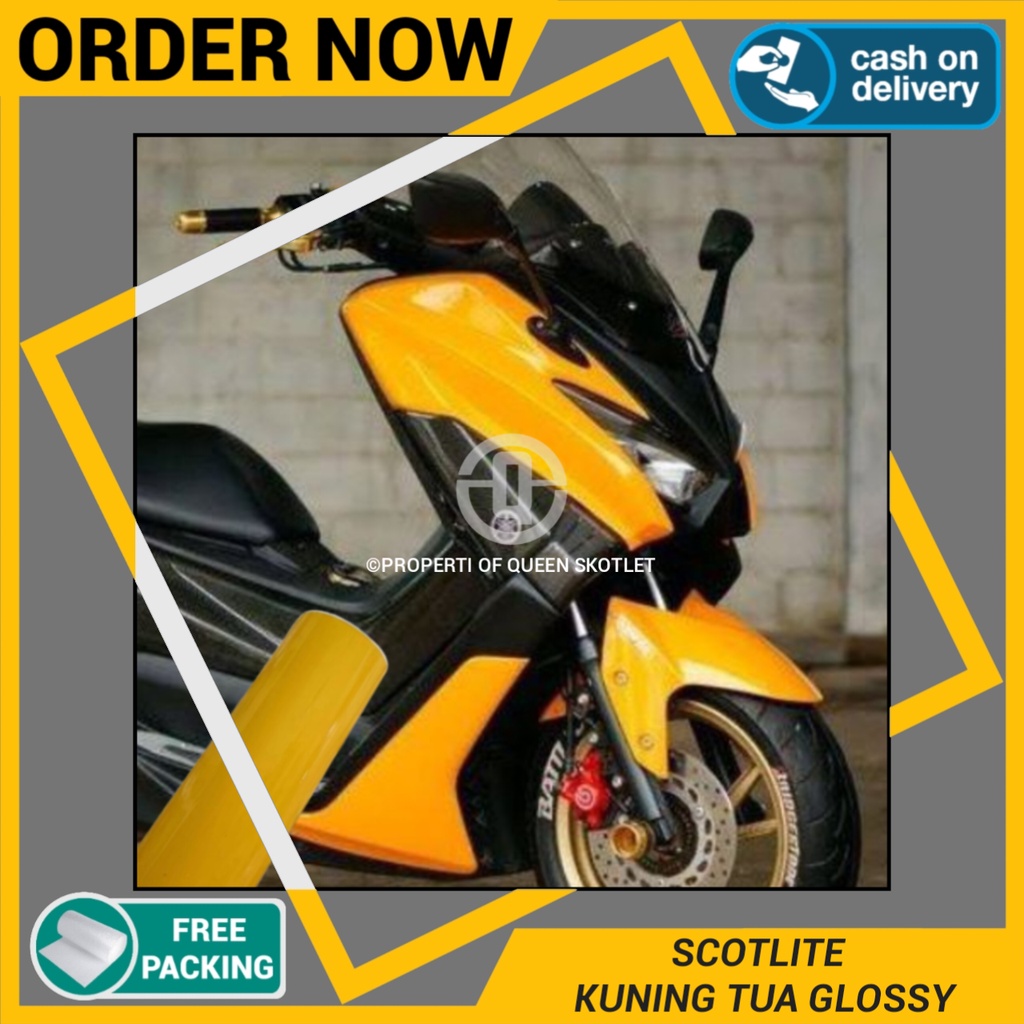 Stiker Skotlet Kuning Glossy Dan Matte Doff Scotlet Scotlite Metalic Stiker Motor kuning Tua Lemon
