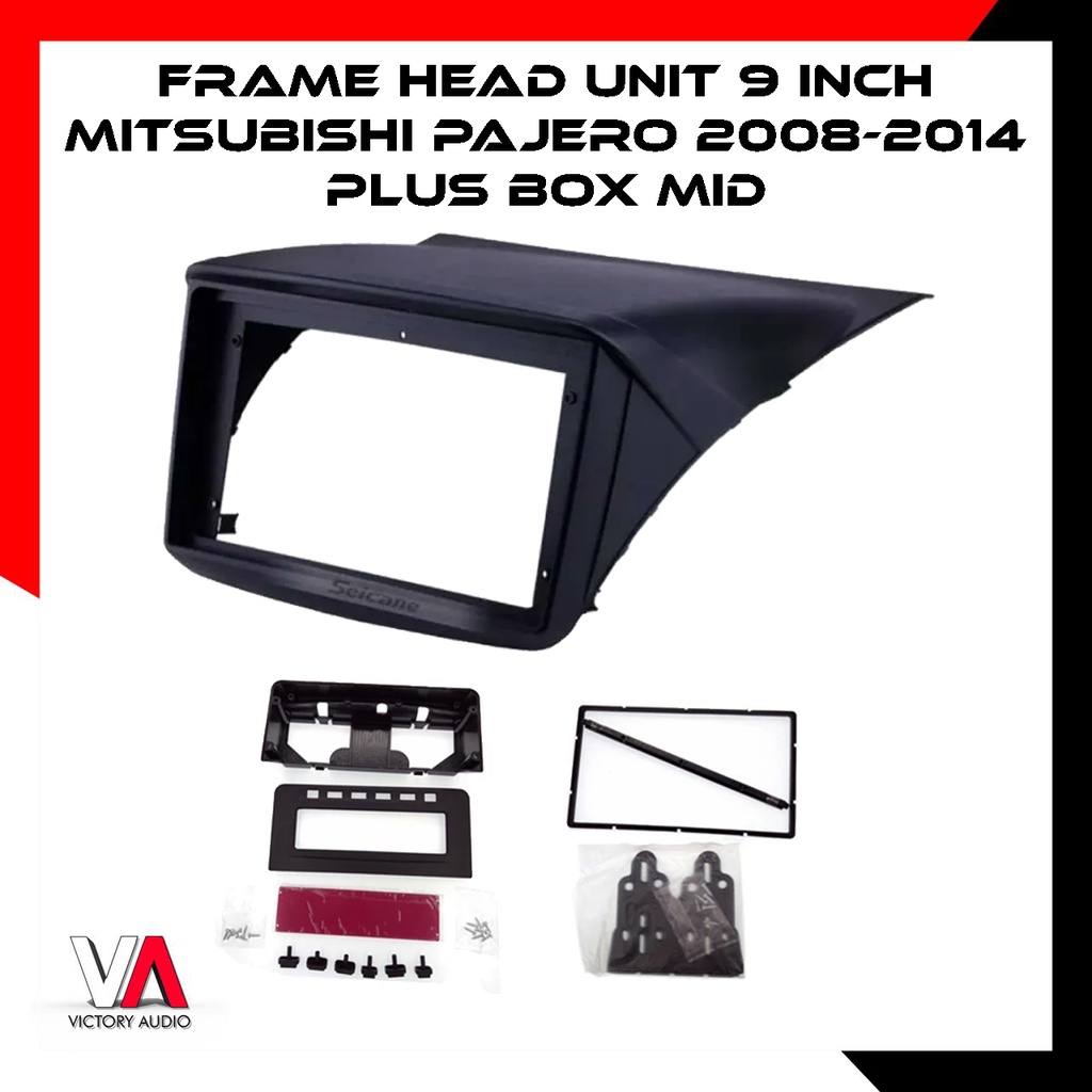 Paket Frame Head Unit + Box MID 6 TITIK Head Unit Mobil Android 9 Inch OEM MITSUBISHI PAJERO SPORT 2