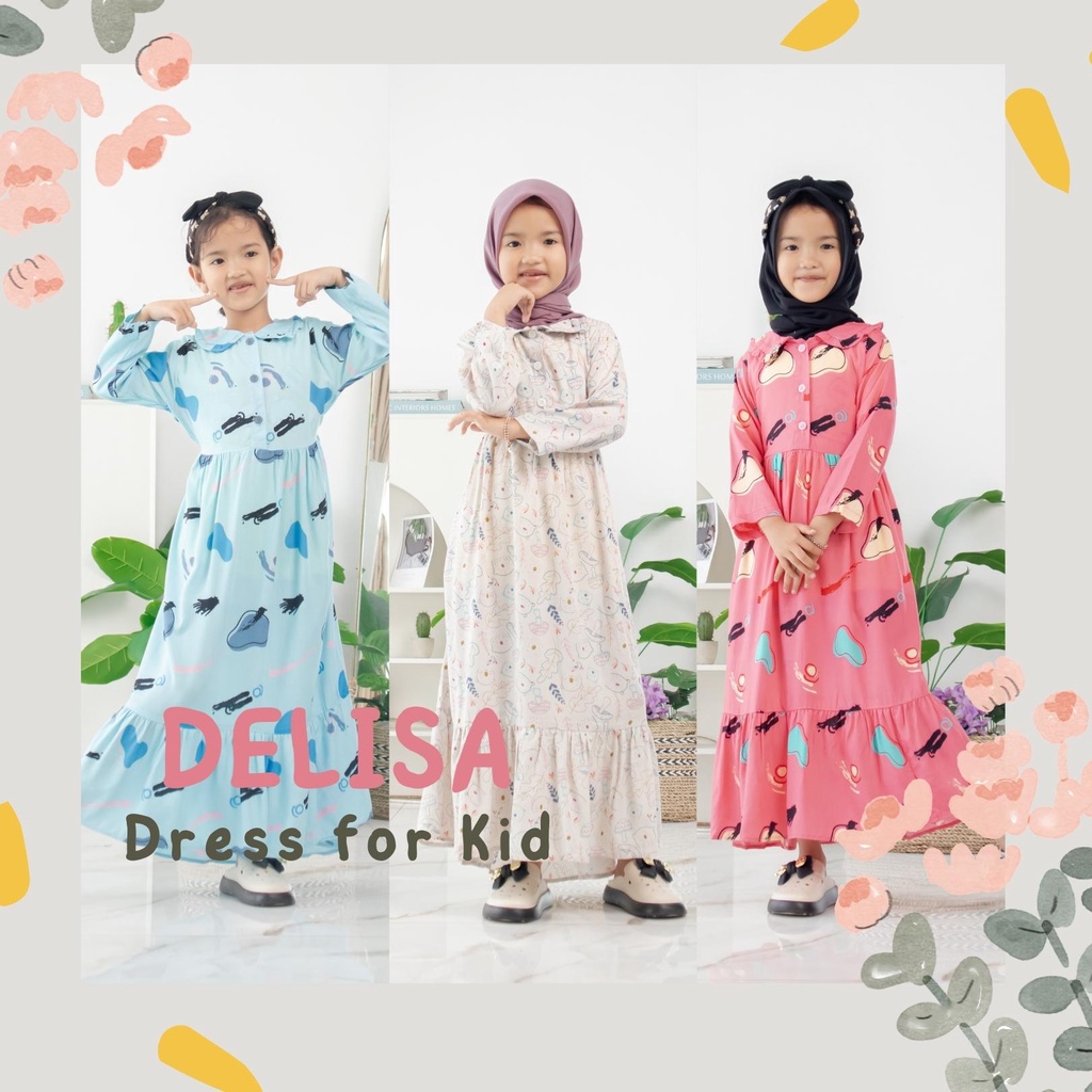 AdeminCo Delisa Homey Dress Kids Rayon Reactive I Gamis Anak Perempuan Adem
