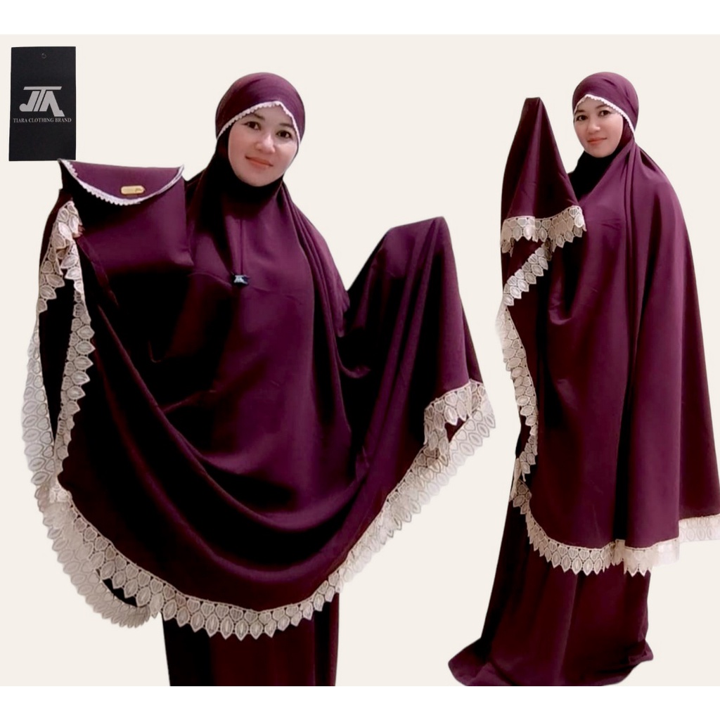 Mukena dewasa crinkle airflow premium//mukena renda polos//mukena 2 in 1