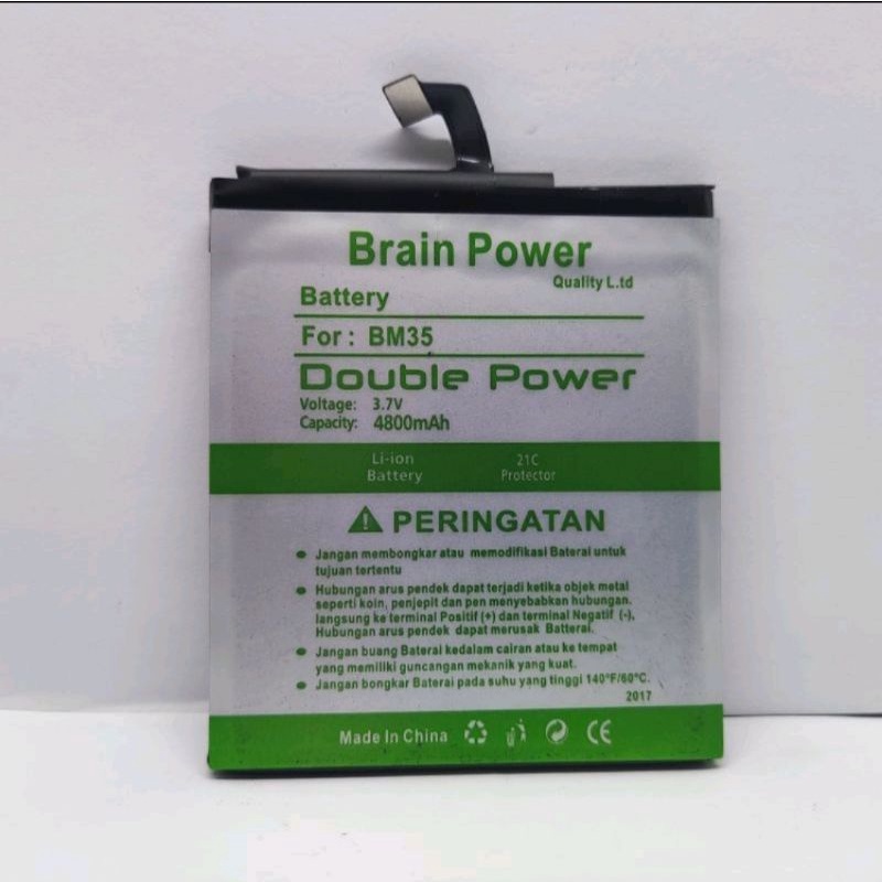 Baterai Batre Xiaomi Mi 4C MI 4C BM35 4800 MAH DOUBLE POWER Merk BRAIN POWER