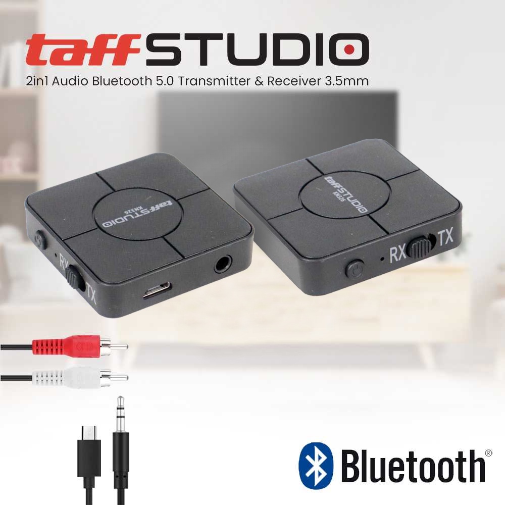 TaffSTUDIO 2 in 1 Audio Bluetooth 5.0 Transmitter &amp; Receiver 3.5mm