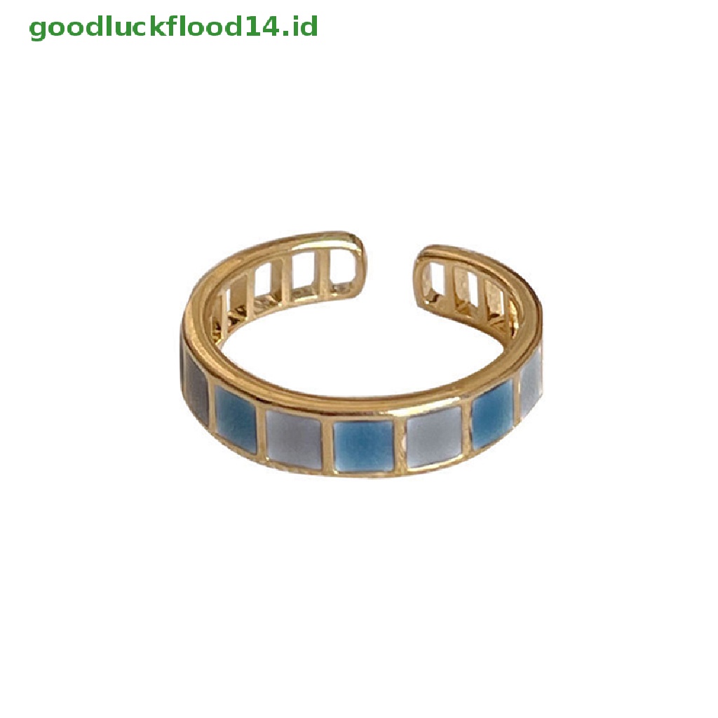 [GOOGFOUR] Vintage Colorful Drip Glaze Open Rings Untuk Wanita Desain Baru Temperamen Logam Lingkaran Geometris Aksesoris Perhiasan [TOP]