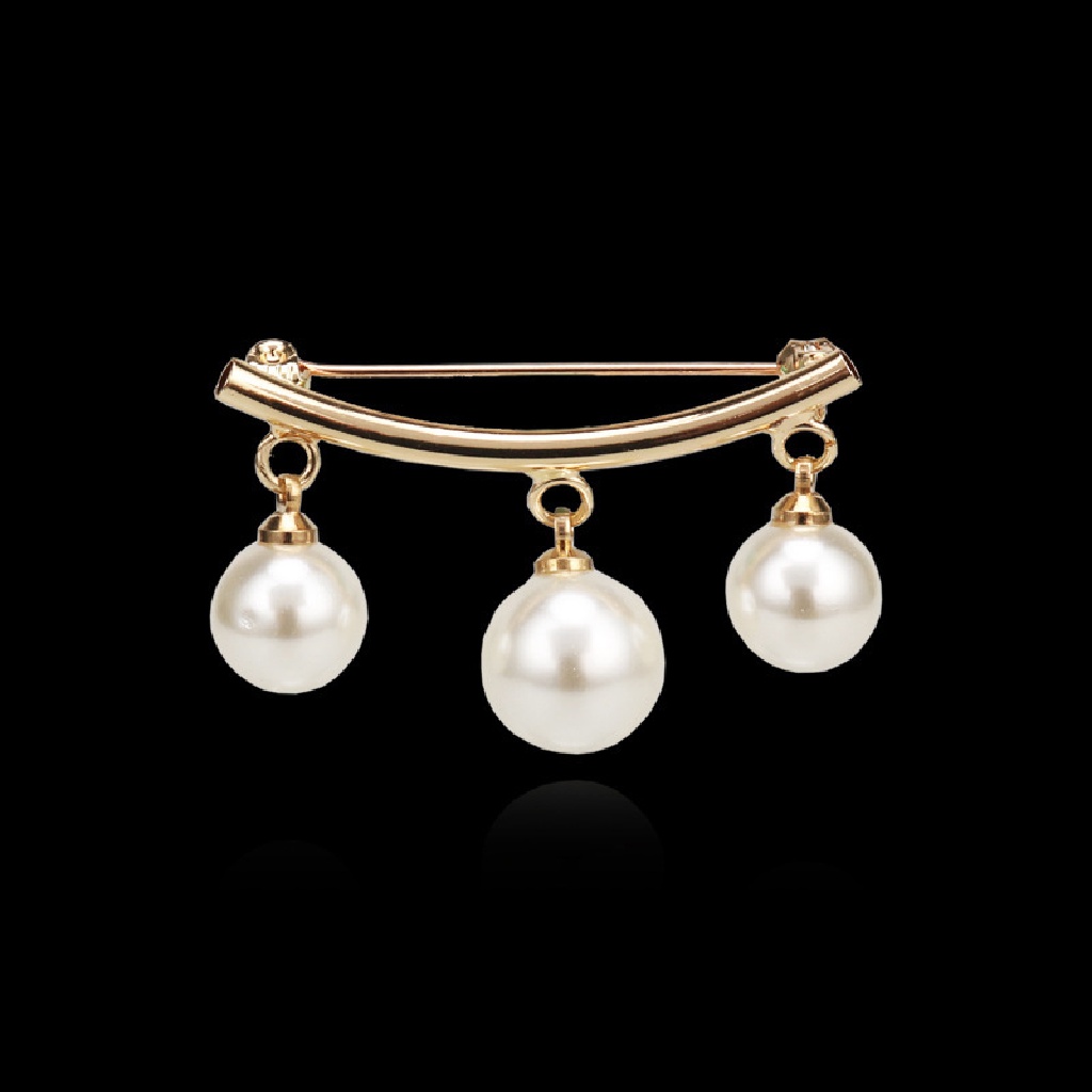 [Birth] Fashion Mutiara Tali Tetap Pesona Peniti Bros Sweater Cardigan Klip Rantai [ID]