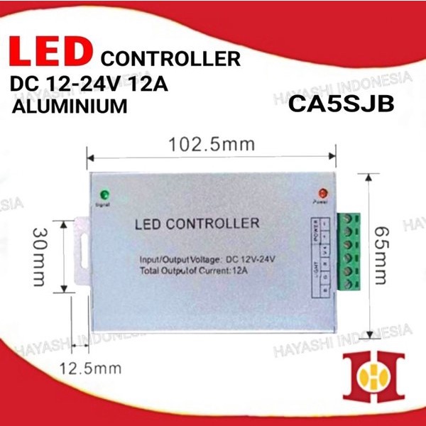 Kontroler Lampu LED Strip Controller RGB 12V 24V DC Aluminium