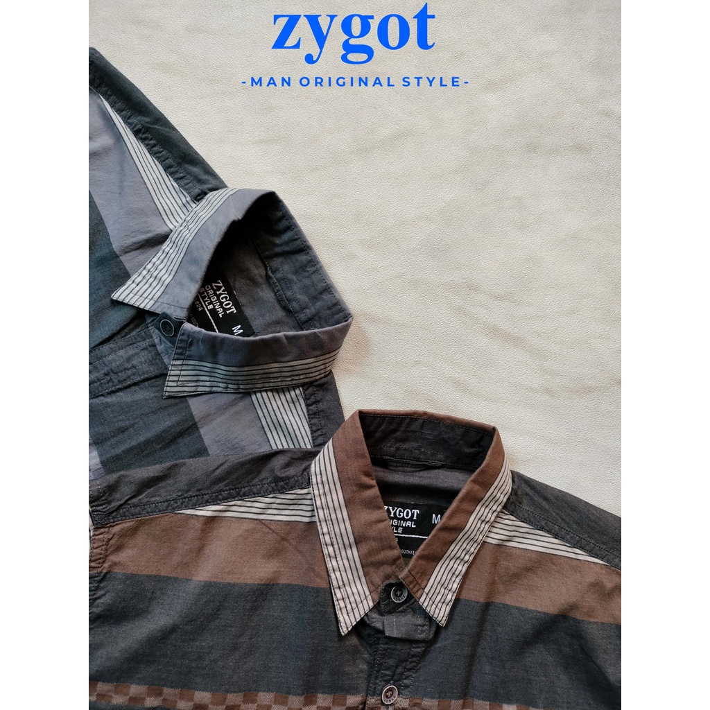 Kemeja/Hem Pria Dewasa Motif Garis Bahan Cotton By Zygot - Earth Series #2