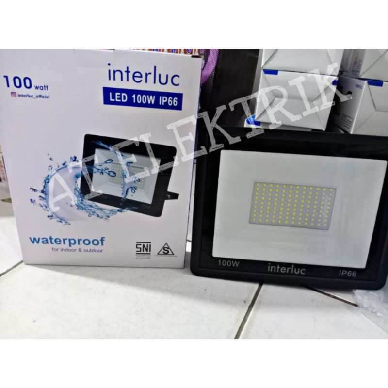 LED Tembak INTERLUC 100 WATT Cahaya Putih IP 66 Water Proof Tahan Air / Led Tembak Buat Dekorasi Spanduk