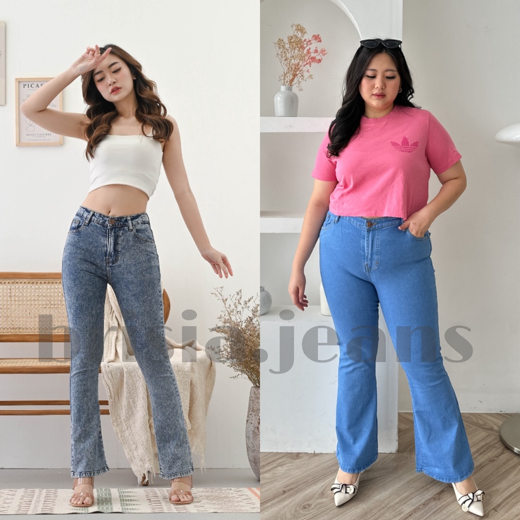 [SIZE 28-38] NA-EUN Highwaist Cutbray Jeans - 4 WARNA