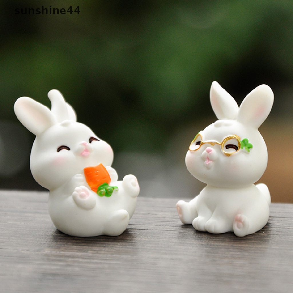 Sunshine Kartun Get Rich Rabbit Micro Landscape Resin Kerajinan Ornamen Berkebun DIY.