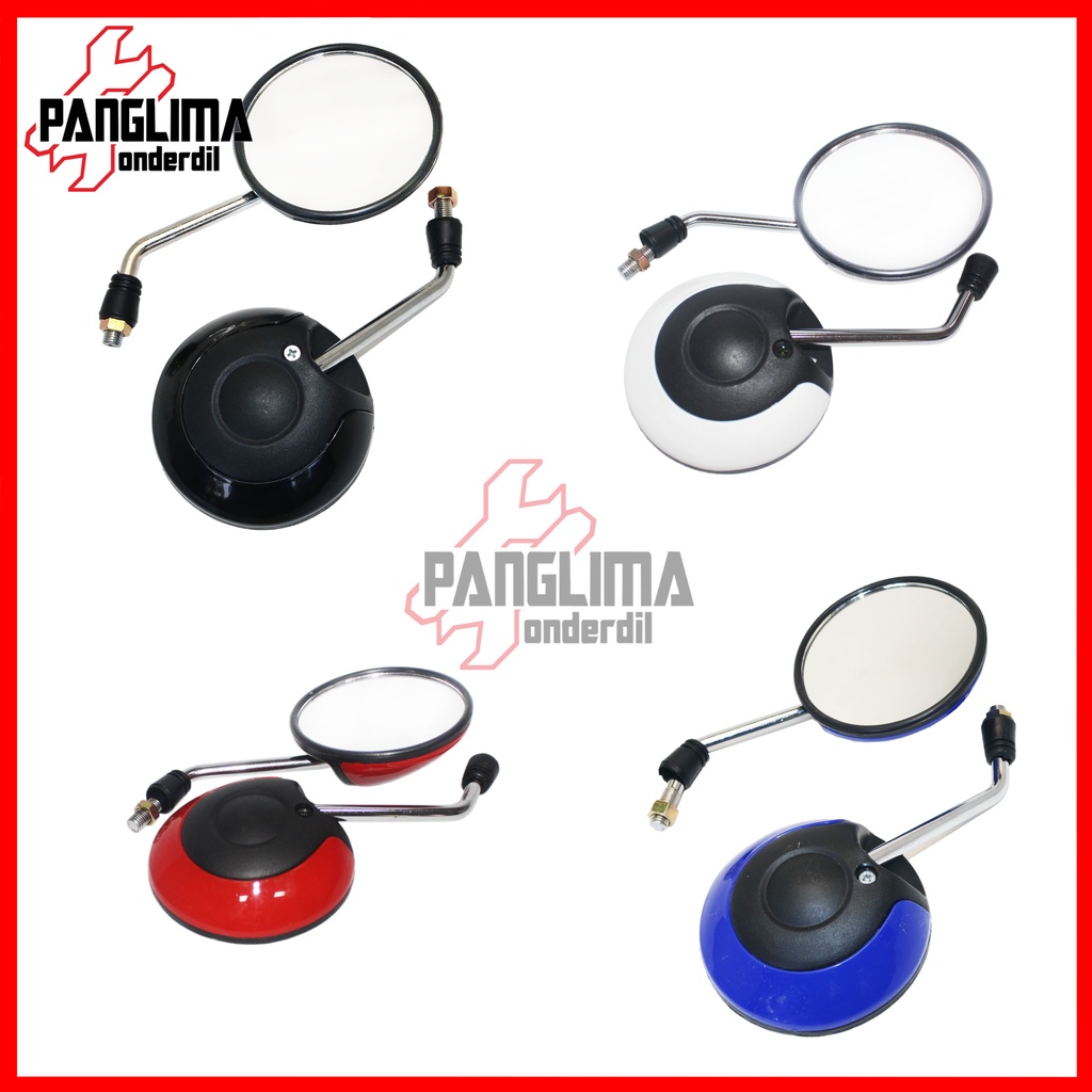 Kaca Spion Standar Model Scoopy Karbu FI eSP Gagang Chrome Bisa Untuk Motor Honda Kanan Kiri Drat Kanan Beat Grand Spacy Supra Merah-Biru-Hitam-Putih