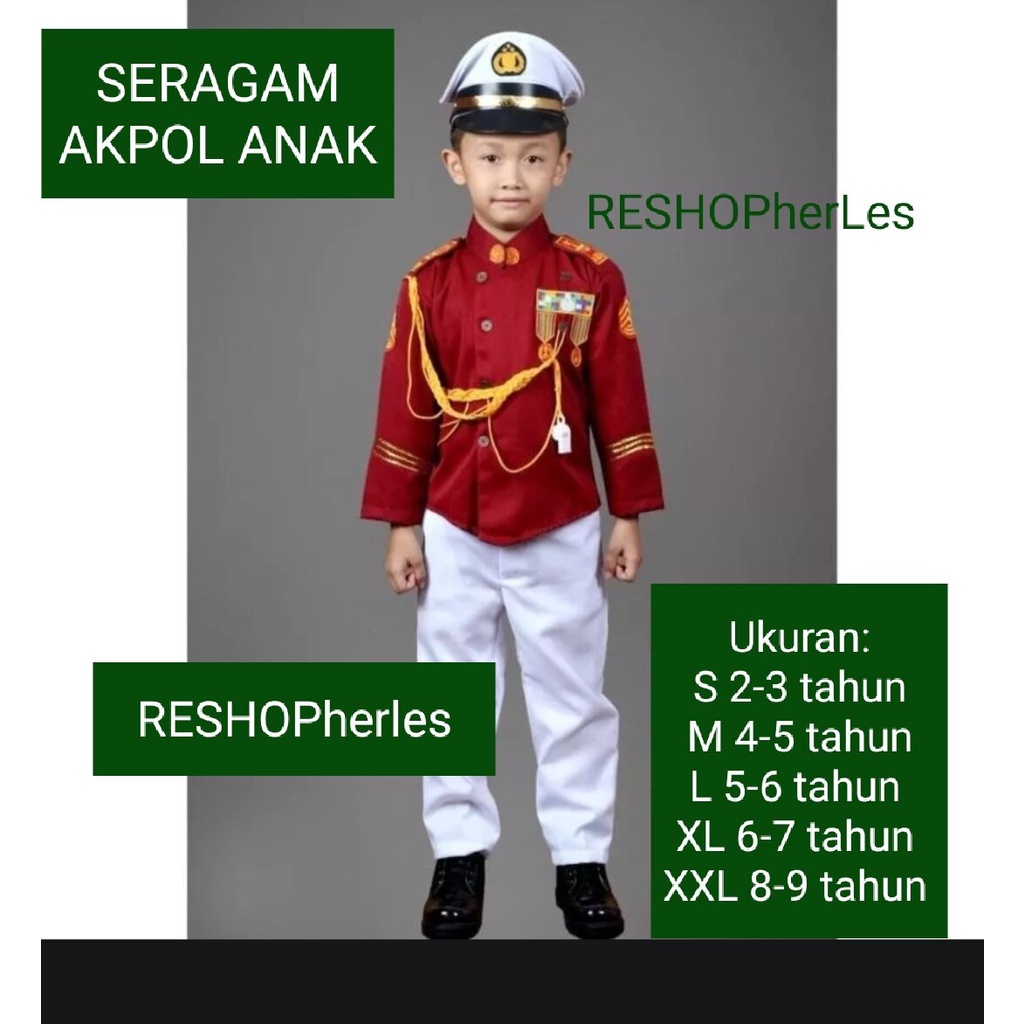SERAGAM AKPOL ANAK/KOSTUM AKPOL ANAK/BAJU PROFESI AKPOL/baju profesi anak/kostum karnaval