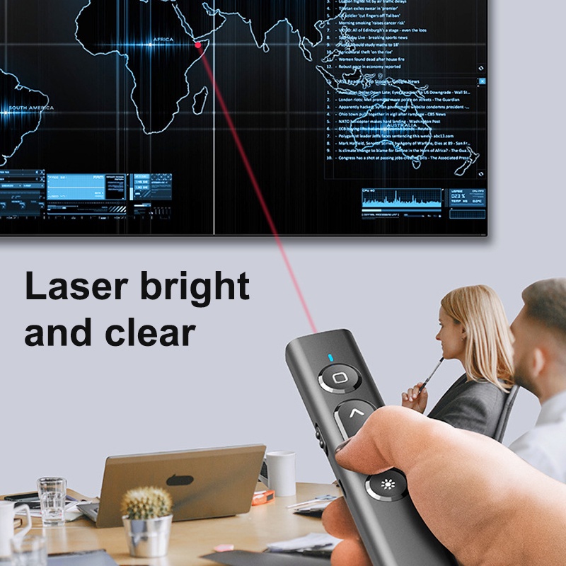 NEW Laser Pointer Presenter Wireless USB Pen Laser Presentasi PPT Training Lesson 100m Sinar Merah Jarak 2.4GHz