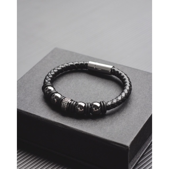 Gelang Pria/ Gelang Cowo / Gelang Kulit Pria / Gelang Stainless Lucan