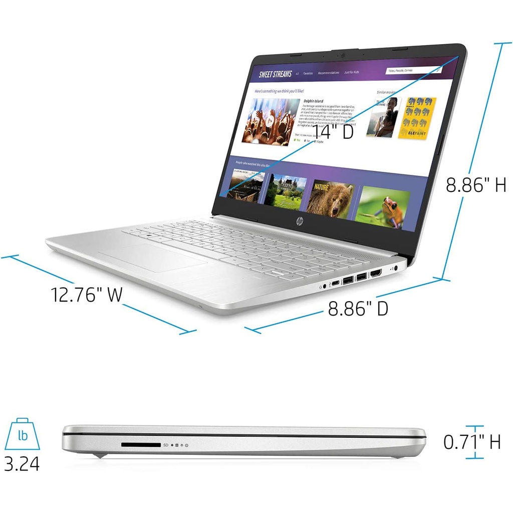 LAPTOP HP 14s dq2614TU Intel Core i3 1115G4 Ram 16GB SSD 512GB FHD IPS Windows11 OHS Silver