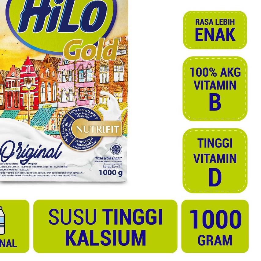 

☇ HiLo Gold Original 1000 gram - Susu Tinggi Kalsium Plain ◊