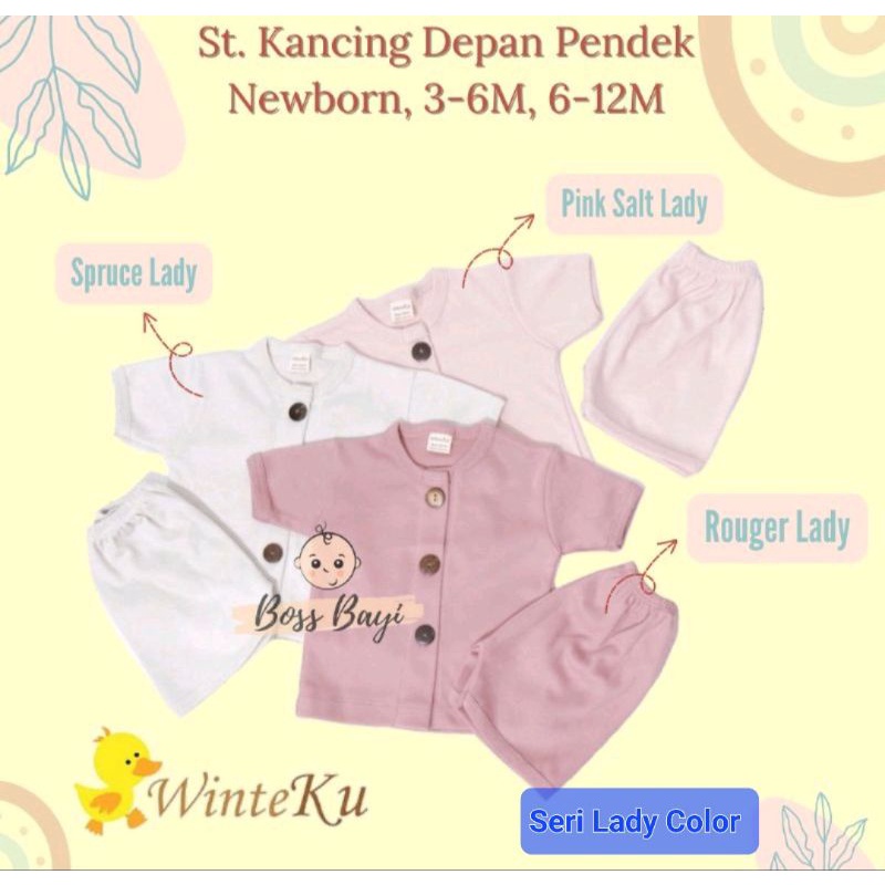 WINTEKU Setelan Pendek Kancing Depan Bayi Anak Seri Warna Polos