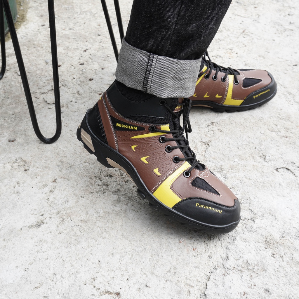 Sepatu Gunung Pria Hiking Beckham Paramount Pria Wanita Sepatu Safety Boots Proyek Ujung Besi