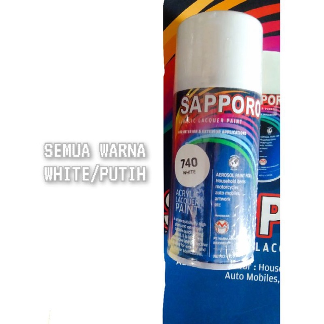 cat spray pilok pilox cat semprot Sapporo saporo 150ml varian putih glossy putih mengkilap putih doff flat white 150ml