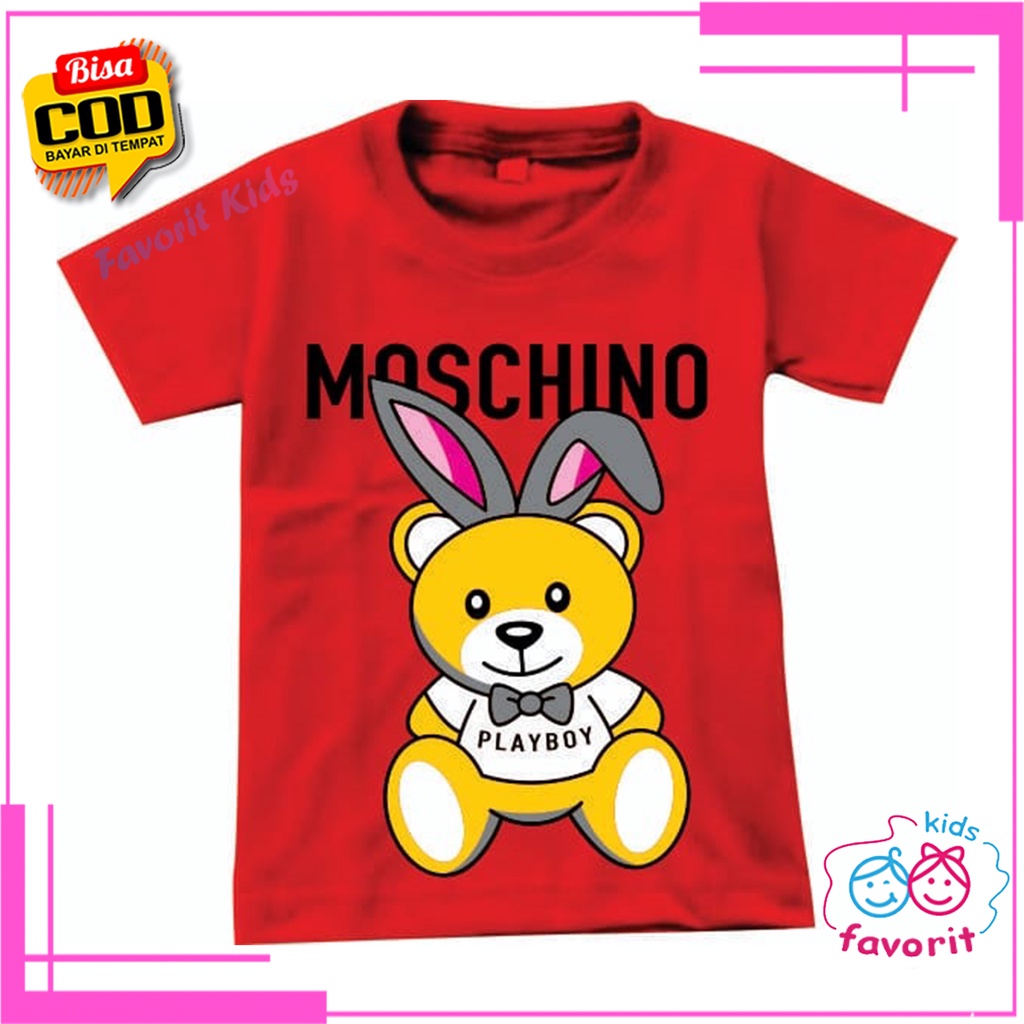 Kaos anak perempuan moschino baju atasan anak perempuan motif teddy bear