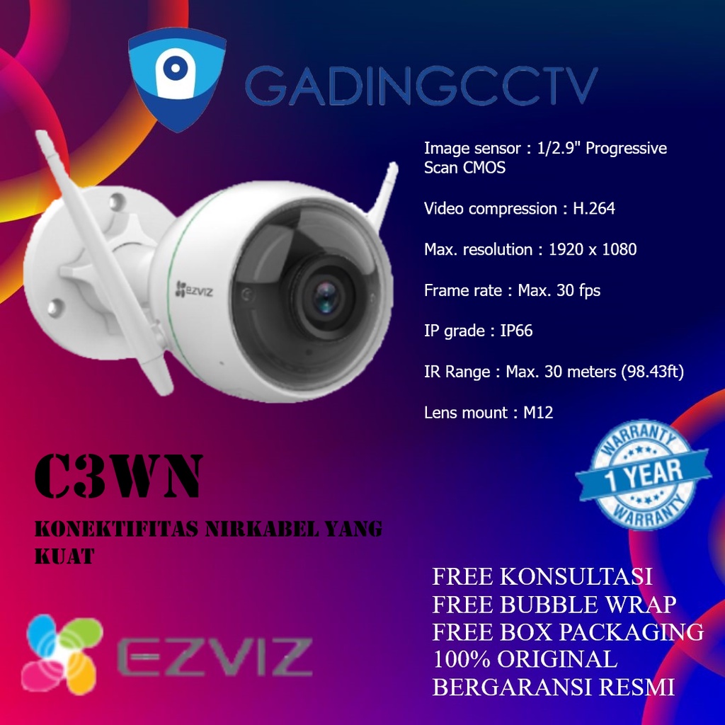 EZVIZ KAMERA CCTV Outdoor WIFI 2MP C3WN