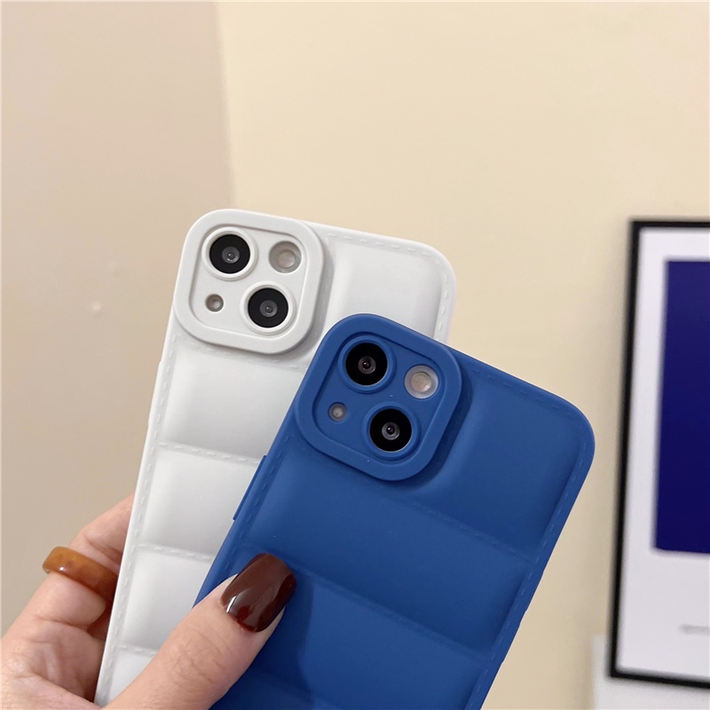 IPHONE The Puffer Luxury Down Jacket Phone Case Untuk Iphone13 12 11 Pro X XR XS Max Lembut Warna Solid Silikon Cover Case