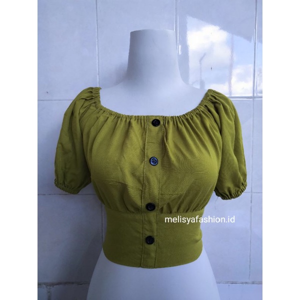 Zhoya Top Crop//Atasan Kancing//Button Top Crop//Atasan Rayon