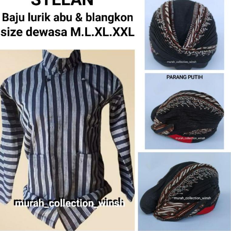 [5987] Set Baju lurik pria + blangkon jogja lipat || baju adat jawa || baju jawa || Surjan lurik