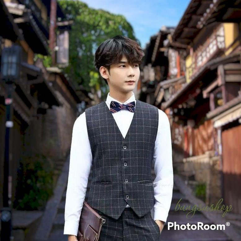 [Q4651] Vest Pria Kantor Motif Kotak / Rompi formal