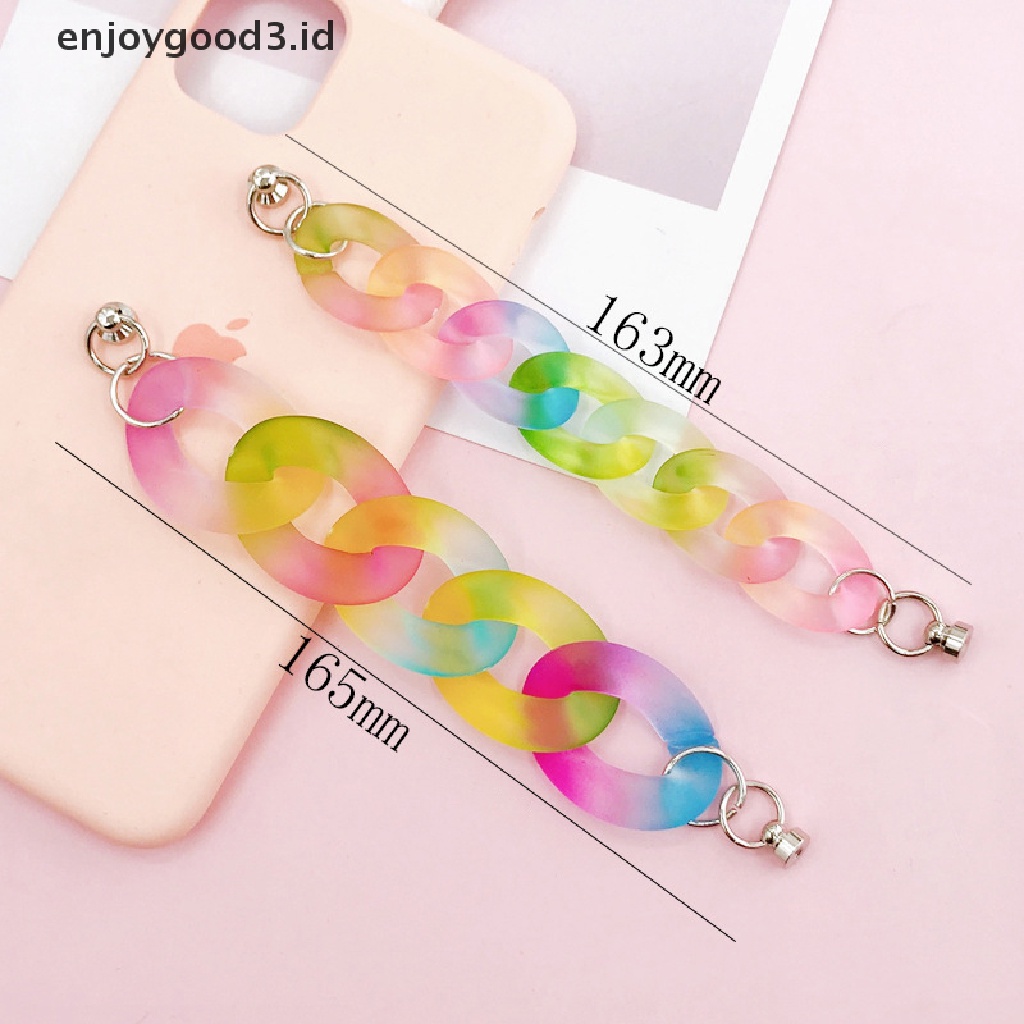 [Rready Stock] Wanita Ponsel Rantai Warna-Warni Kasus Ponsel Kabel Gantung Ponsel Tali Lanyard Mutiara Manik-Manik Akrilik Anti Hilang (ID)