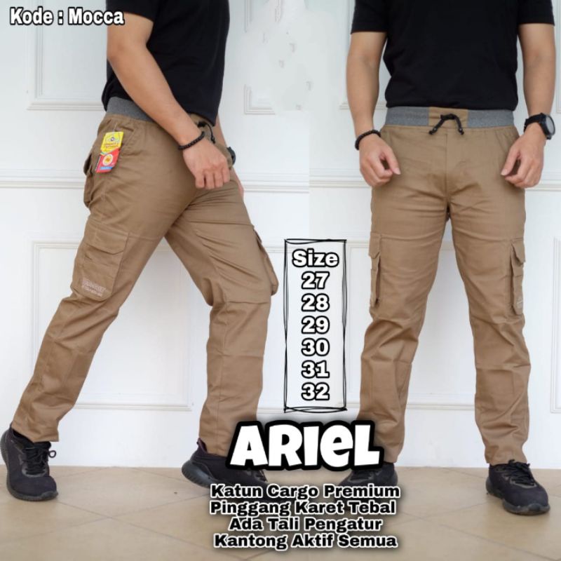 Celana Cargo Panjang Premium - Celana Kargo Chinos Panjang Cargo Pria Rip Pinggang Karet Melar Size 27-38 By Nevilla