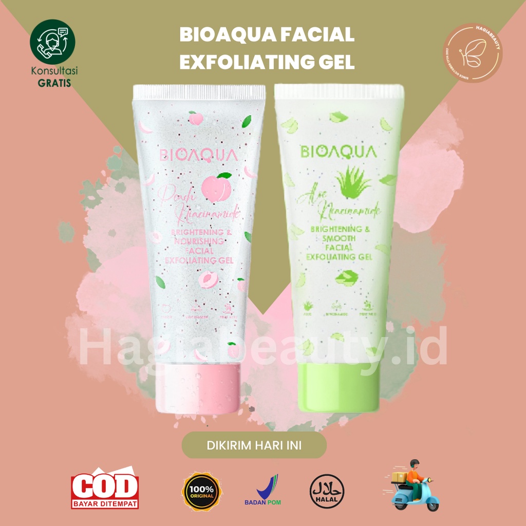 BISA COD - BIOAQUA Scrub Wajah Niacinamide Brightening &amp; Smooth Facial Exfoliating Gel 100g