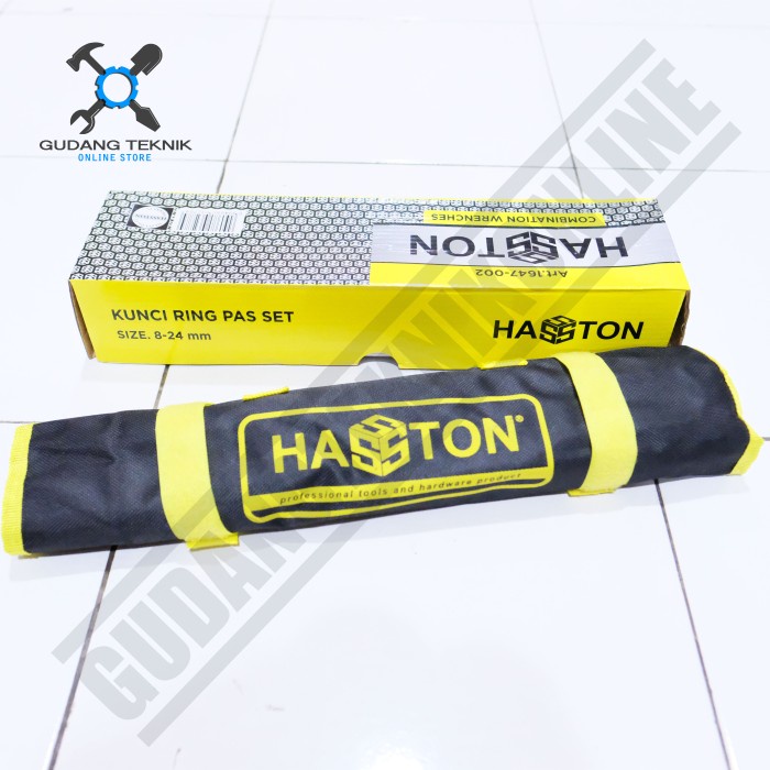 Kunci Ring Pas 1 SET isi 11 Pcs 8 - 24mm 1647-002 HASSTON PROHEX / Combination Wrenches SET Ukuran 8 - 24mm 11Pcs 1647 002 HASSTON PROHEX