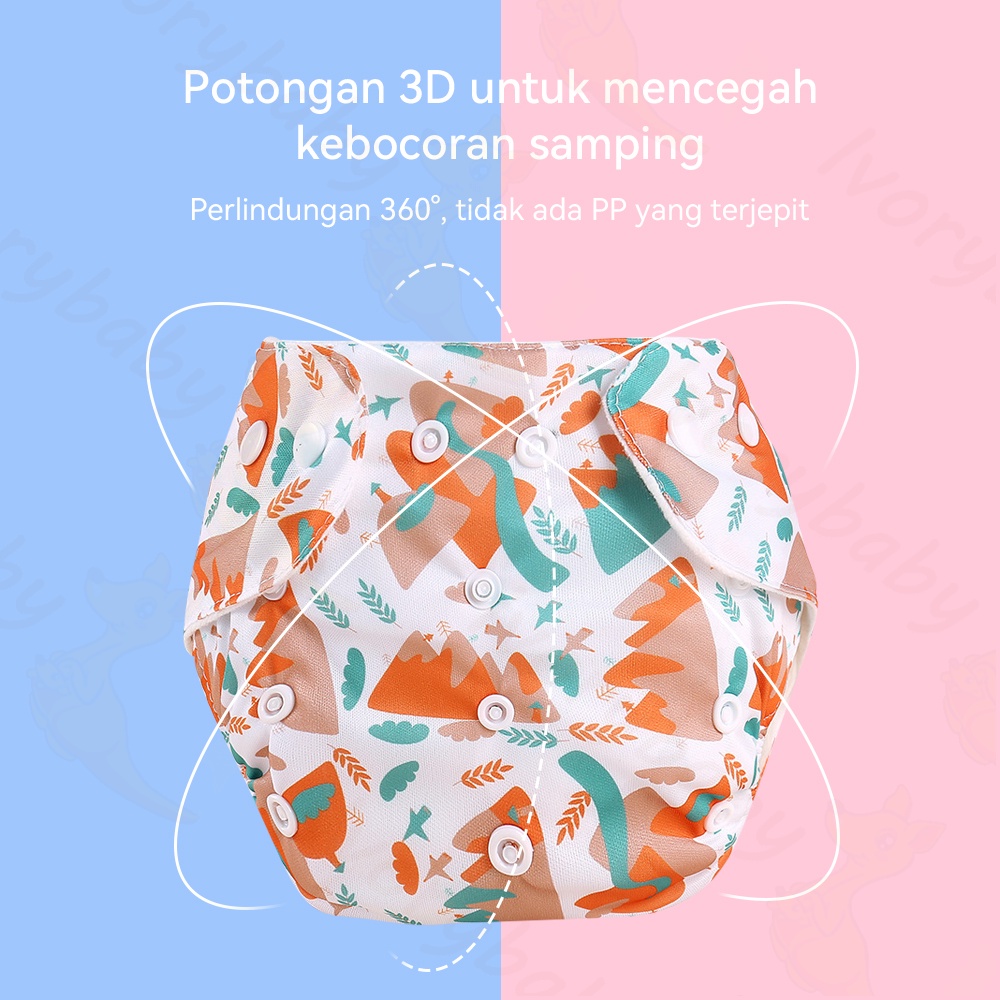 Ivorybaby Popok kain Clodi bayi Celana dalam anak bayi cuci ulang Baby cloth diaper motif karakter lucu