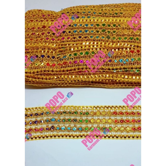 Renda emas / renda india / kode:cd 900 ( lebar:4.5cm / panjang:17yard )